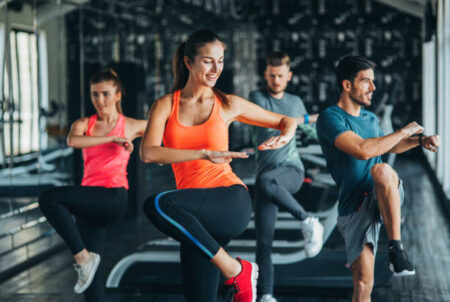 People exercising at the gym.